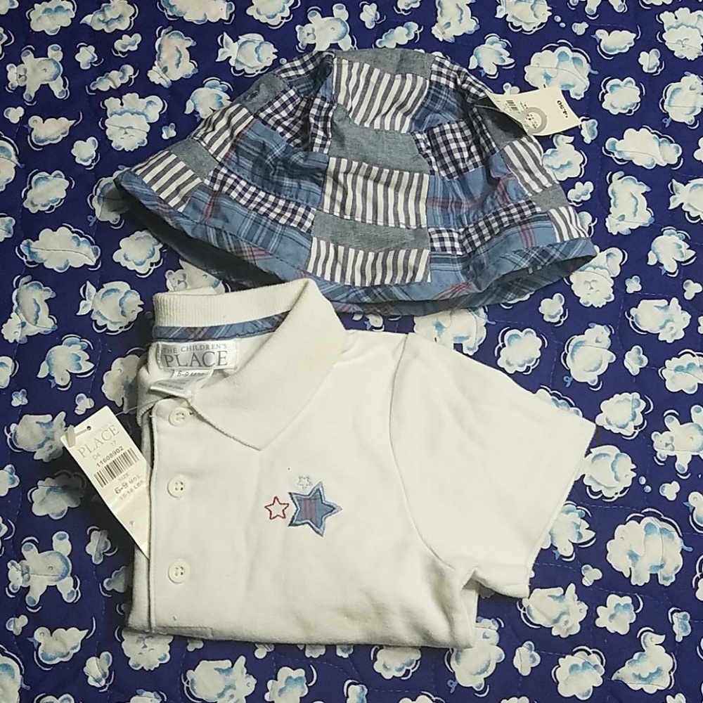 Children’s Place Boys sun hat and polo shirt